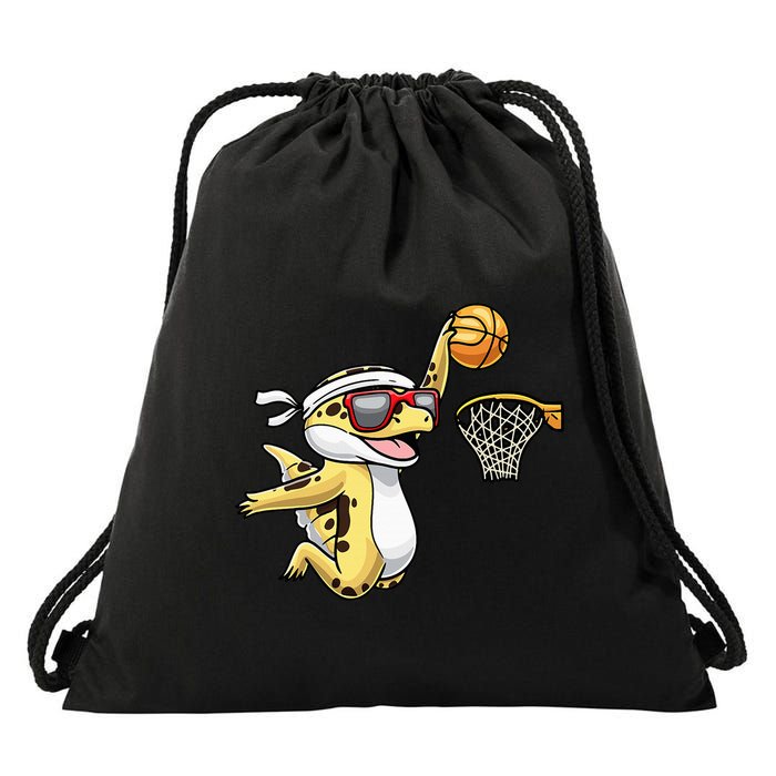 Common Leopard Gecko Playing Basketball Reptile Lizard Drawstring Bag