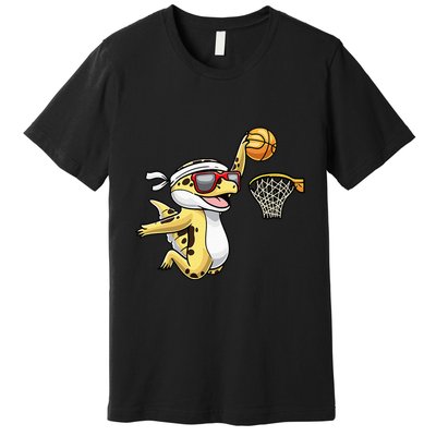 Common Leopard Gecko Playing Basketball Reptile Lizard Premium T-Shirt