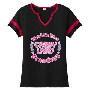 Candy Land Grandparents Day Worlds Best Grandma Gift Ladies Halftime Notch Neck Tee