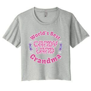 Candy Land Grandparents Day Worlds Best Grandma Gift Women's Crop Top Tee