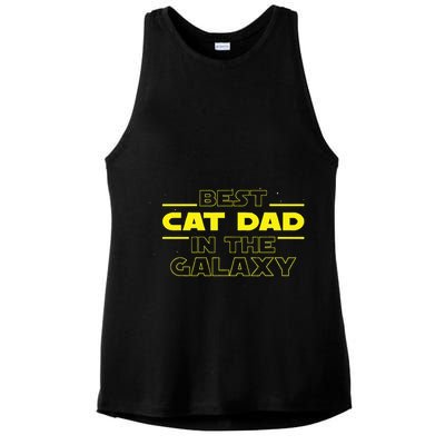 Cat Lover Gifts Best Cat Dad In The Galaxy Best Cat Dad Ever Ladies PosiCharge Tri-Blend Wicking Tank