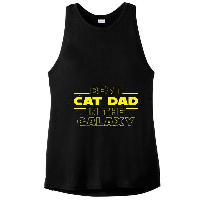 Cat Lover Gifts Best Cat Dad In The Galaxy Best Cat Dad Ever Ladies PosiCharge Tri-Blend Wicking Tank