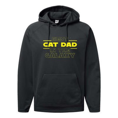 Cat Lover Gifts Best Cat Dad In The Galaxy Best Cat Dad Ever Performance Fleece Hoodie