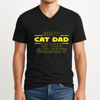Cat Lover Gifts Best Cat Dad In The Galaxy Best Cat Dad Ever V-Neck T-Shirt