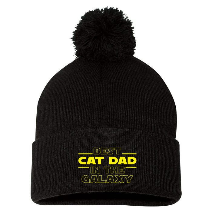 Cat Lover Gifts Best Cat Dad In The Galaxy Best Cat Dad Ever Pom Pom 12in Knit Beanie