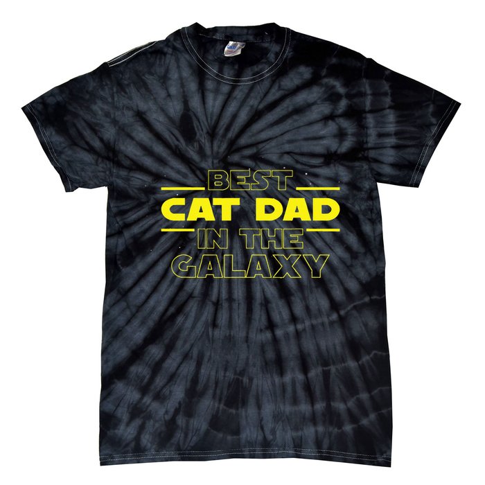 Cat Lover Gifts Best Cat Dad In The Galaxy Best Cat Dad Ever Tie-Dye T-Shirt