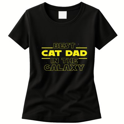 Cat Lover Gifts Best Cat Dad In The Galaxy Best Cat Dad Ever Womens T-Shirt