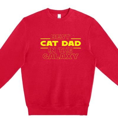 Cat Lover Gifts Best Cat Dad In The Galaxy Best Cat Dad Ever Premium Crewneck Sweatshirt