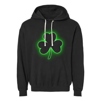 Clover Leaf Glow St Patrick's Day Garment-Dyed Fleece Hoodie