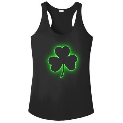 Clover Leaf Glow St Patrick's Day Ladies PosiCharge Competitor Racerback Tank