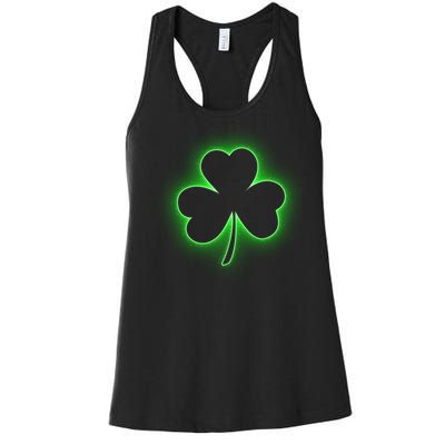 Clover Leaf Glow St Patrick's Day Women's Racerback Tank