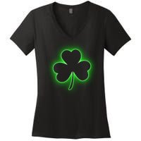 Clover Leaf Glow St Patrick's Day Women's V-Neck T-Shirt