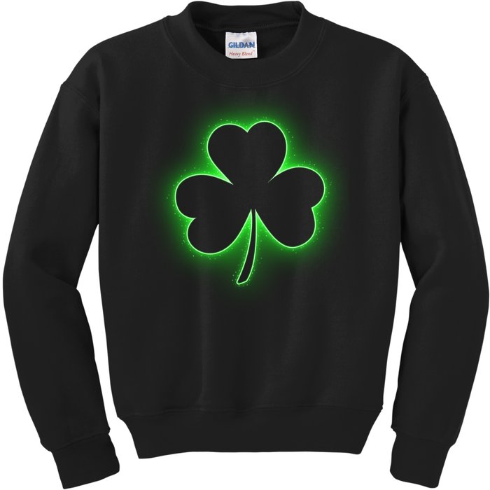 Clover Leaf Glow St Patrick's Day Kids Sweatshirt