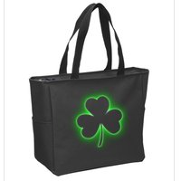 Clover Leaf Glow St Patrick's Day Zip Tote Bag