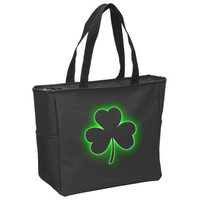 Clover Leaf Glow St Patrick's Day Zip Tote Bag