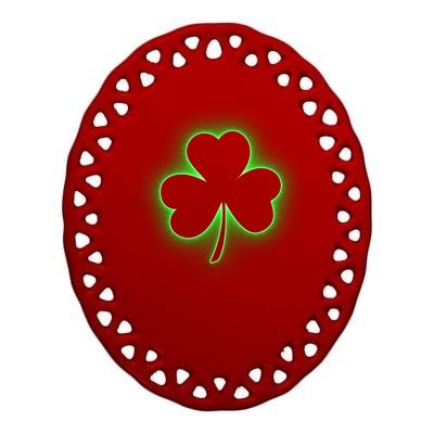 Clover Leaf Glow St Patrick's Day Ceramic Oval Ornament