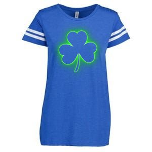 Clover Leaf Glow St Patrick's Day Enza Ladies Jersey Football T-Shirt