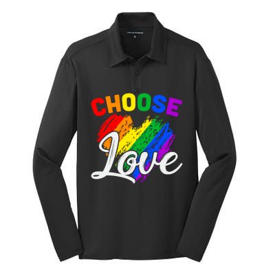 Choose Love Gift Silk Touch Performance Long Sleeve Polo