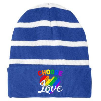 Choose Love Gift Striped Beanie with Solid Band