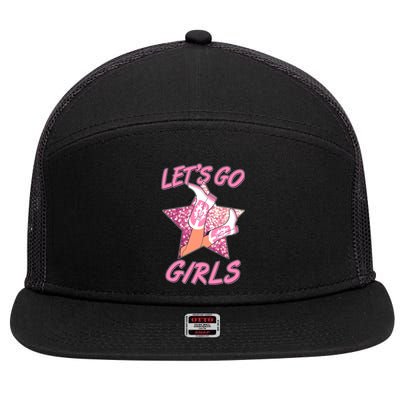 Cute Let's Go Cowgirls 7 Panel Mesh Trucker Snapback Hat