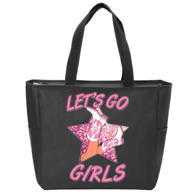 Cute Let's Go Cowgirls Zip Tote Bag