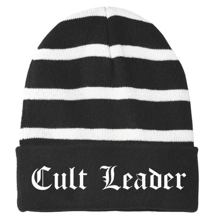 Cult Leader Gothic Occult Goth Occultism Striped Beanie with Solid Band