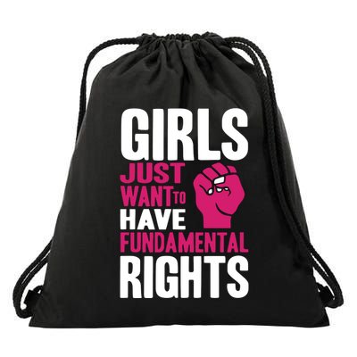 Cyndi Lauper Girl Just Want To Have Fundamental Rights Drawstring Bag