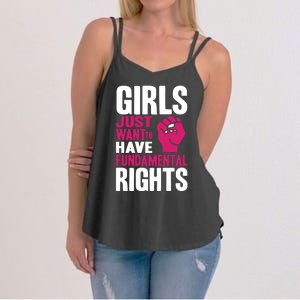 Cyndi Lauper Girl Just Want To Have Fundamental Rights Women's Strappy Tank