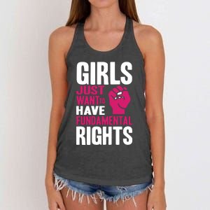 Cyndi Lauper Girl Just Want To Have Fundamental Rights Women's Knotted Racerback Tank