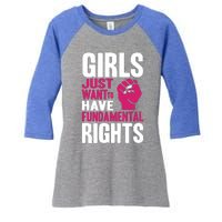 Cyndi Lauper Girl Just Want To Have Fundamental Rights Women's Tri-Blend 3/4-Sleeve Raglan Shirt