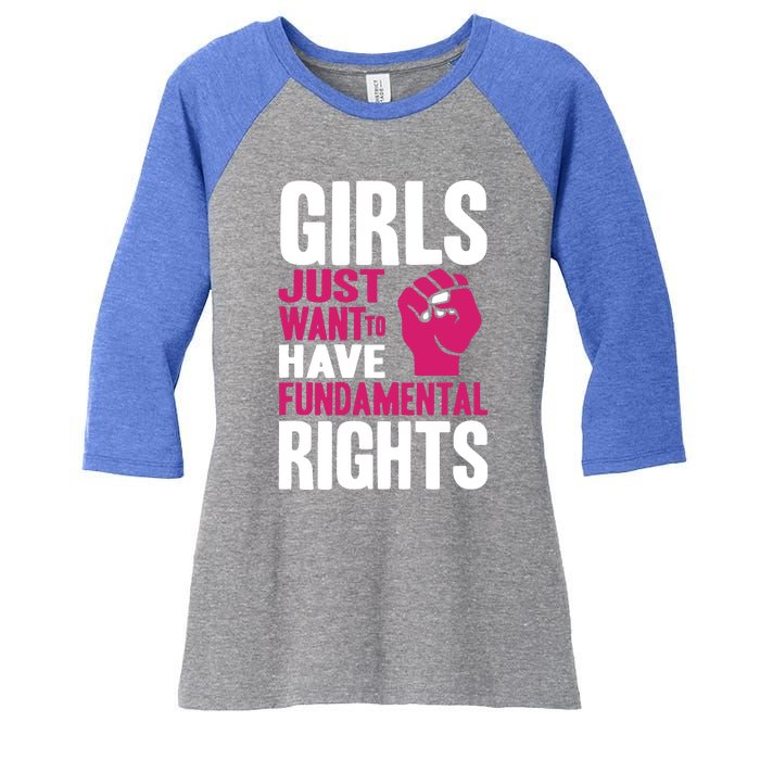 Cyndi Lauper Girl Just Want To Have Fundamental Rights Women's Tri-Blend 3/4-Sleeve Raglan Shirt