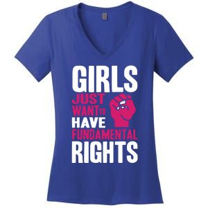 Cyndi Lauper Girl Just Want To Have Fundamental Rights Women's V-Neck T-Shirt