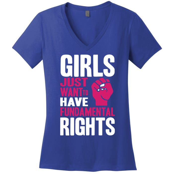 Cyndi Lauper Girl Just Want To Have Fundamental Rights Women's V-Neck T-Shirt