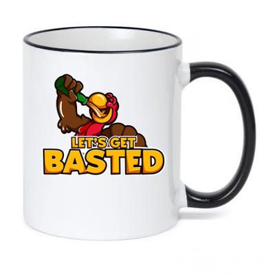 Cool Lets Get Basted Funny Turkey Beer Thanksgiving Gift 11oz Black Color Changing Mug