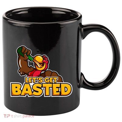 Cool Lets Get Basted Funny Turkey Beer Thanksgiving Gift 11oz C Handle Ceramic Mug