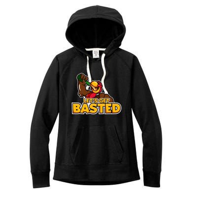 Cool Lets Get Basted Funny Turkey Beer Thanksgiving Gift Women's Fleece Hoodie