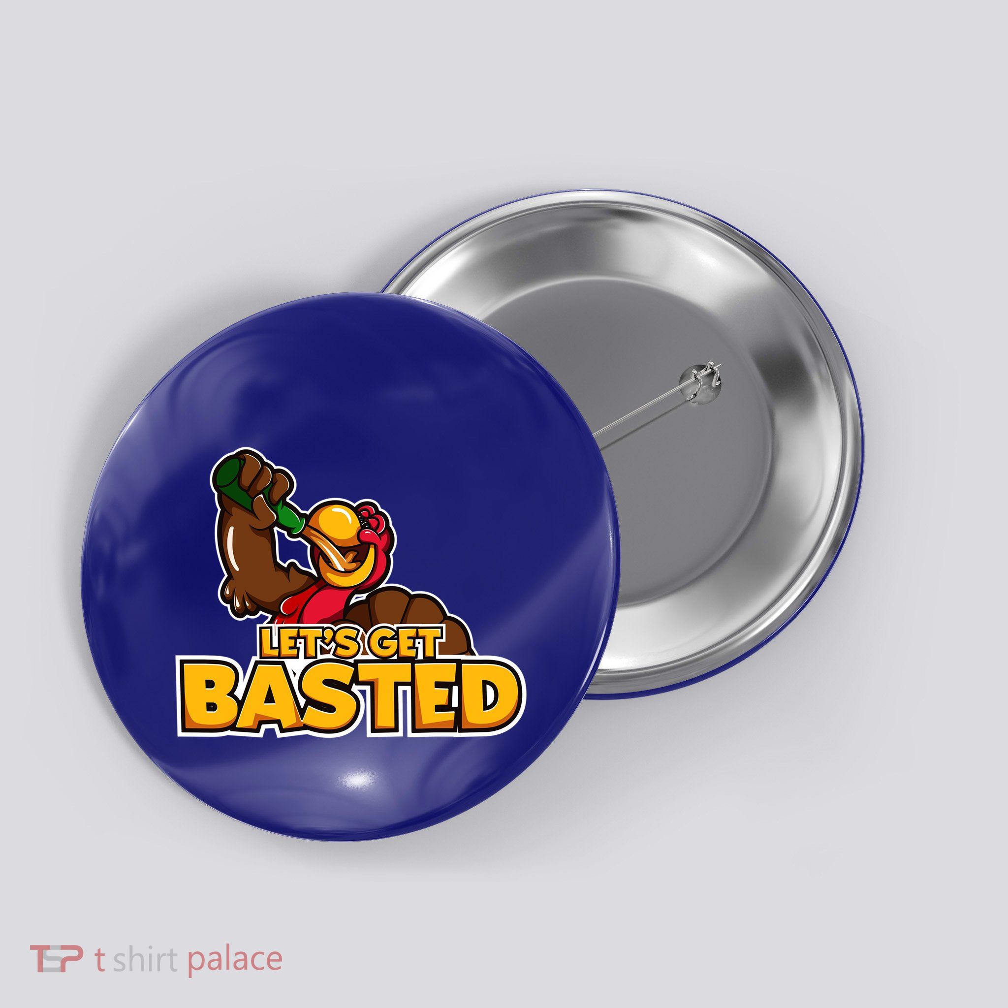 Cool Lets Get Basted Funny Turkey Beer Thanksgiving Gift Button