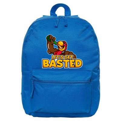 Cool Lets Get Basted Funny Turkey Beer Thanksgiving Gift 16 in Basic Backpack