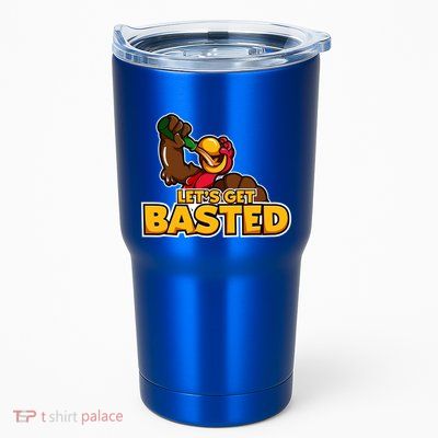 Cool Lets Get Basted Funny Turkey Beer Thanksgiving Gift Tumbler