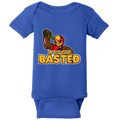 Cool Lets Get Basted Funny Turkey Beer Thanksgiving Gift Baby Bodysuit