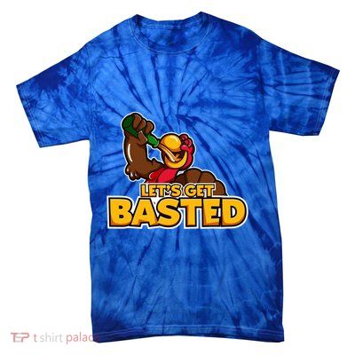 Cool Lets Get Basted Funny Turkey Beer Thanksgiving Gift Tie-Dye T-Shirt