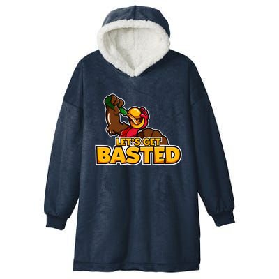 Cool Lets Get Basted Funny Turkey Beer Thanksgiving Gift Hooded Wearable Blanket