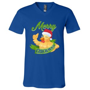 Chicken Lady Gift Christmas Chicken Gift Merry Chickmas Cool Gift V-Neck T-Shirt