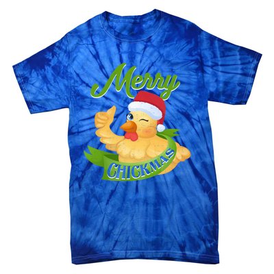 Chicken Lady Gift Christmas Chicken Gift Merry Chickmas Cool Gift Tie-Dye T-Shirt