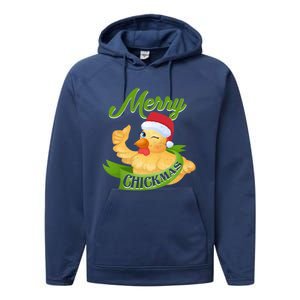 Chicken Lady Gift Christmas Chicken Gift Merry Chickmas Cool Gift Performance Fleece Hoodie