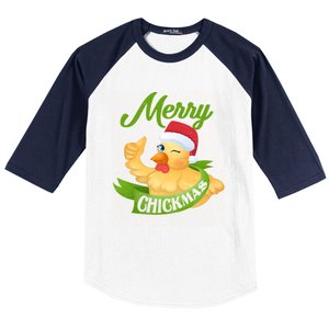 Chicken Lady Gift Christmas Chicken Gift Merry Chickmas Cool Gift Baseball Sleeve Shirt