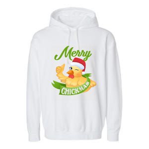 Chicken Lady Gift Christmas Chicken Gift Merry Chickmas Cool Gift Garment-Dyed Fleece Hoodie