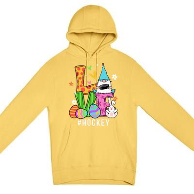 Cool Love Gnome Hockey Player Eggs Hunting Easter Day Funny Gift Premium Pullover Hoodie