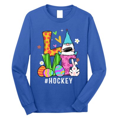 Cool Love Gnome Hockey Player Eggs Hunting Easter Day Funny Gift Long Sleeve Shirt