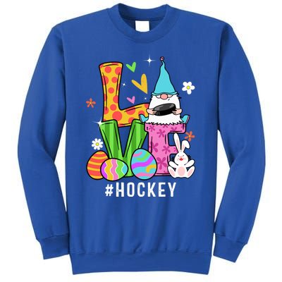 Cool Love Gnome Hockey Player Eggs Hunting Easter Day Funny Gift Sweatshirt